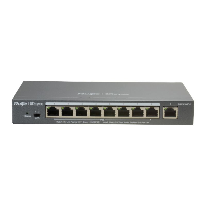 RUIJIE REYEE RG-ES209GC-P 8 PORT GIGABIT + 1 PORT GIGABIT RJ45 UPLINK CLOUD YÖNETİLEBİLİR 120W POE SWITCH