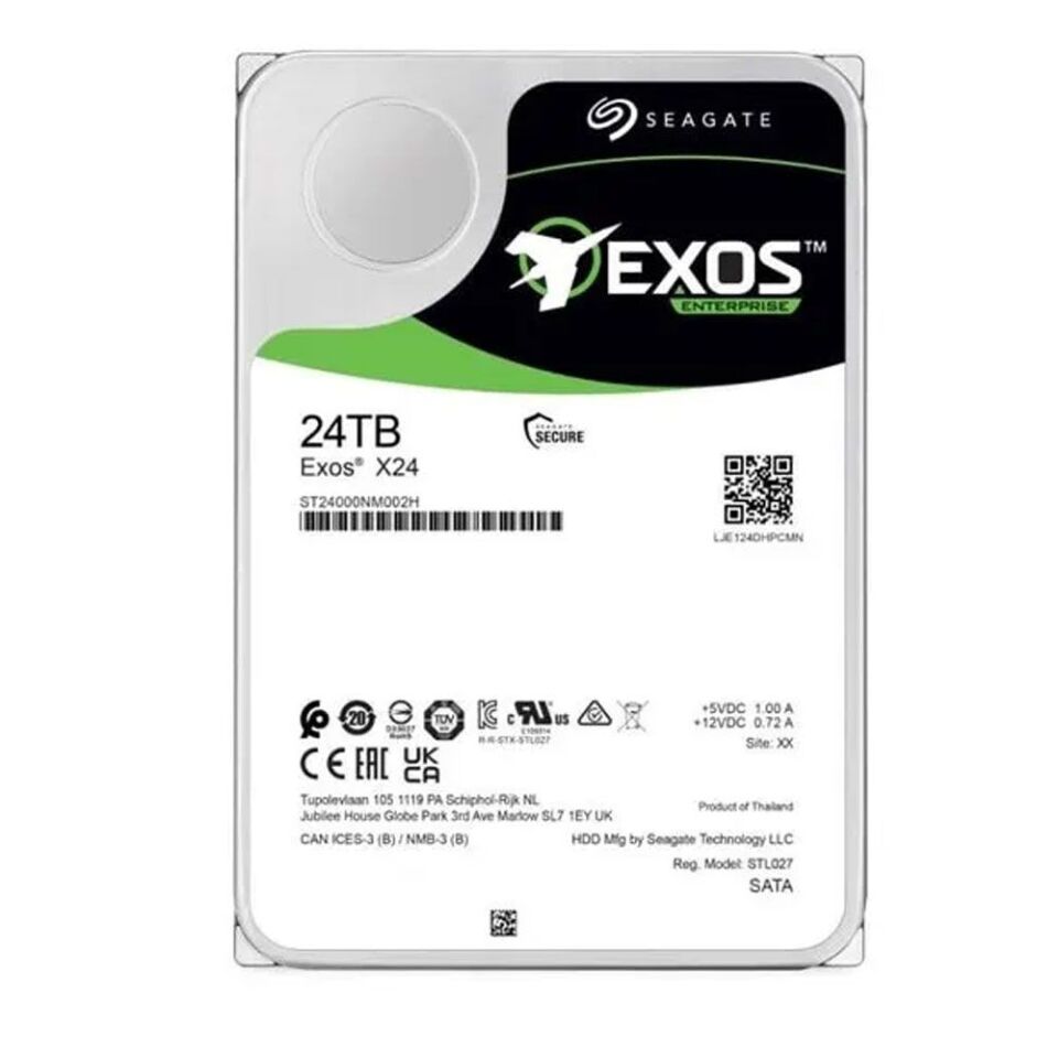 24 TB SEAGATE 3.5 EXOS SATA X24 7200RPM 512MB ST24000NM002H