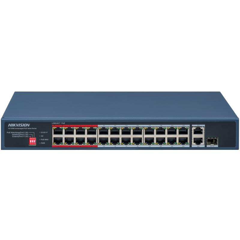 HVN DS-3E0326P-E(C) 24 Port 10/100 Mbps Fast Ethernet Yönetilemez PoE Switch