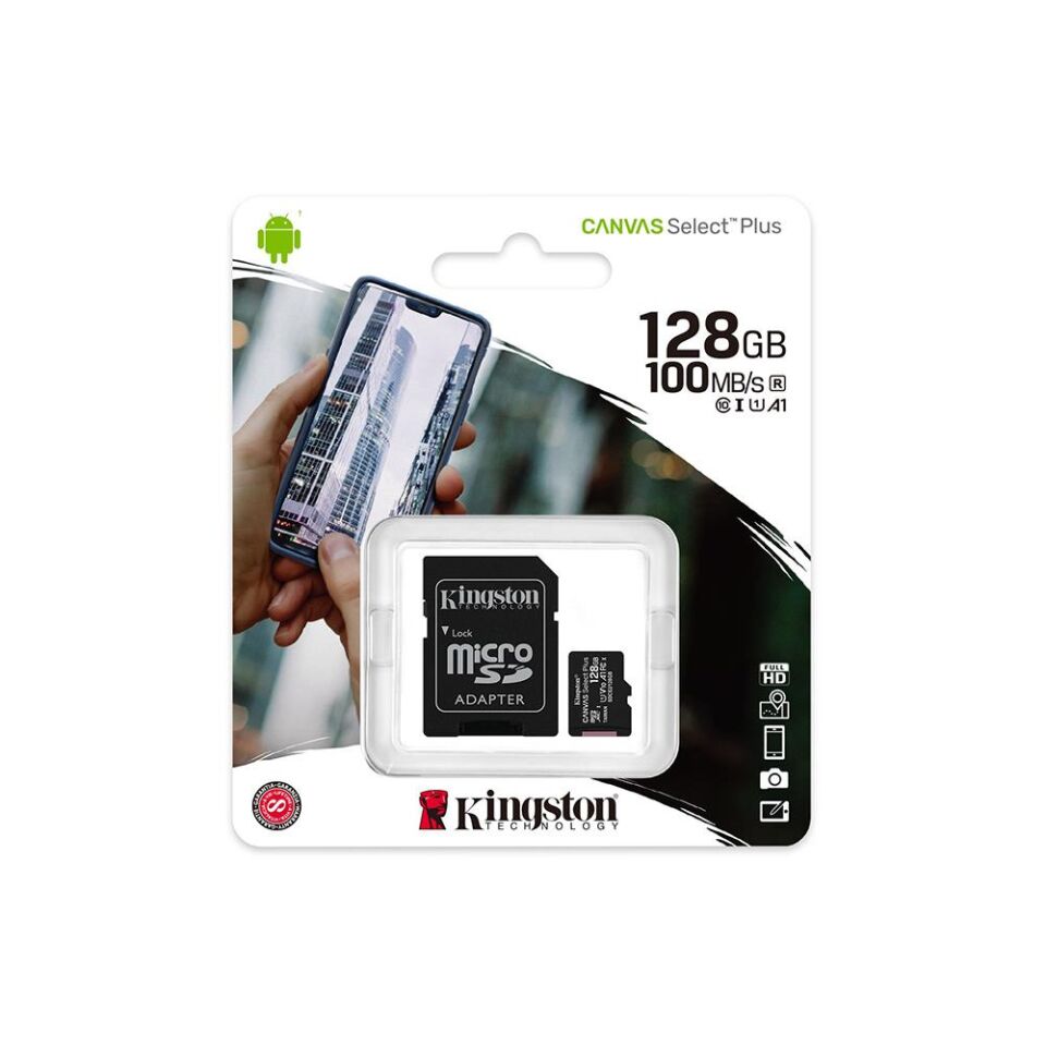 128 GB KINGSTON CANVAS SELECT PLUS MICRO SD CARD CL10SDCS2/128GB