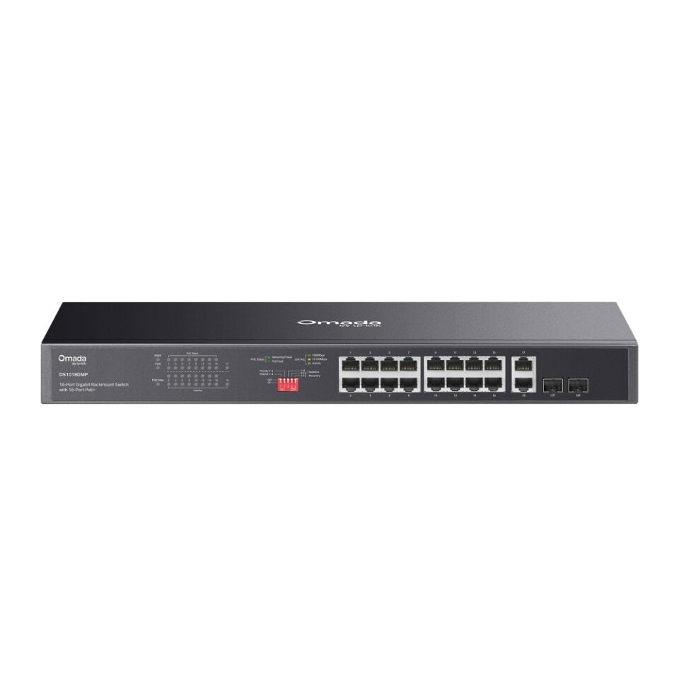 TP-LINK DS1018GMP OMADA 16 PORT GIGABIT+2X1GB RJ45/SFP COMBO 250W 250 METRE POE MESAFE METAL RACKMOUNT KASA SWITCH